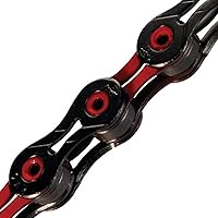 KMC 10-Speed DLC10 Series High-Performance Chain, Red, for Road/Mountain/Gravel; Shimano, SRAM, and Campagnolo Compatible, 116 Links, Missing Link Included