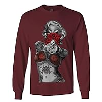 0333. Marilyn Monroe Gangster Red Rose Cool Graphic Hipster Red Roses Summer Long Sleeve Men's