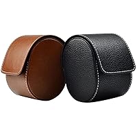 Travel Watch Case PU Leather Mens Watch Box Velvet Wristwatch Organizer Storage Case Jewelry Gift Box (Black and Brown)-A