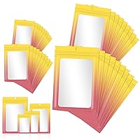 120 PCS Smell Proof Mylar Bags Resealable Odor Proof Bags Holographic Packaging Pouch Bag with Clear Window for Food Storage Eyelash Jewelry Candy Electronics Storage, 4 Sizes (Yellow Gradient)