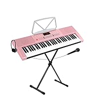 McGrey LK-6120-MIC Keyboard Set - Beginner's Keyboard with 61 Light Keys - 255 Sounds and 255 Rhythms - 50 Demo Songs - Includes Microphone - Economy Set Including X-Keyboard Stand and Headphones -