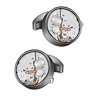 Cufflinks Steampunk Watch Movement Shape Cufflinks for Men Mens Shirt Vintage Gears Watch Cuff Links Business Wedding Gifts with Gift Box