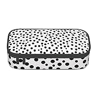 Black And White Dots Print Pattern Pencil Case Large Capacity Pencil Pouch Handheld Pen Bag Cute Pen Box With Zipper