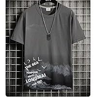 Men T-Shirts Running Casual T Shirts Short Sleeve Mens Hip Streetwear Loose Top Tees Printing Clothing