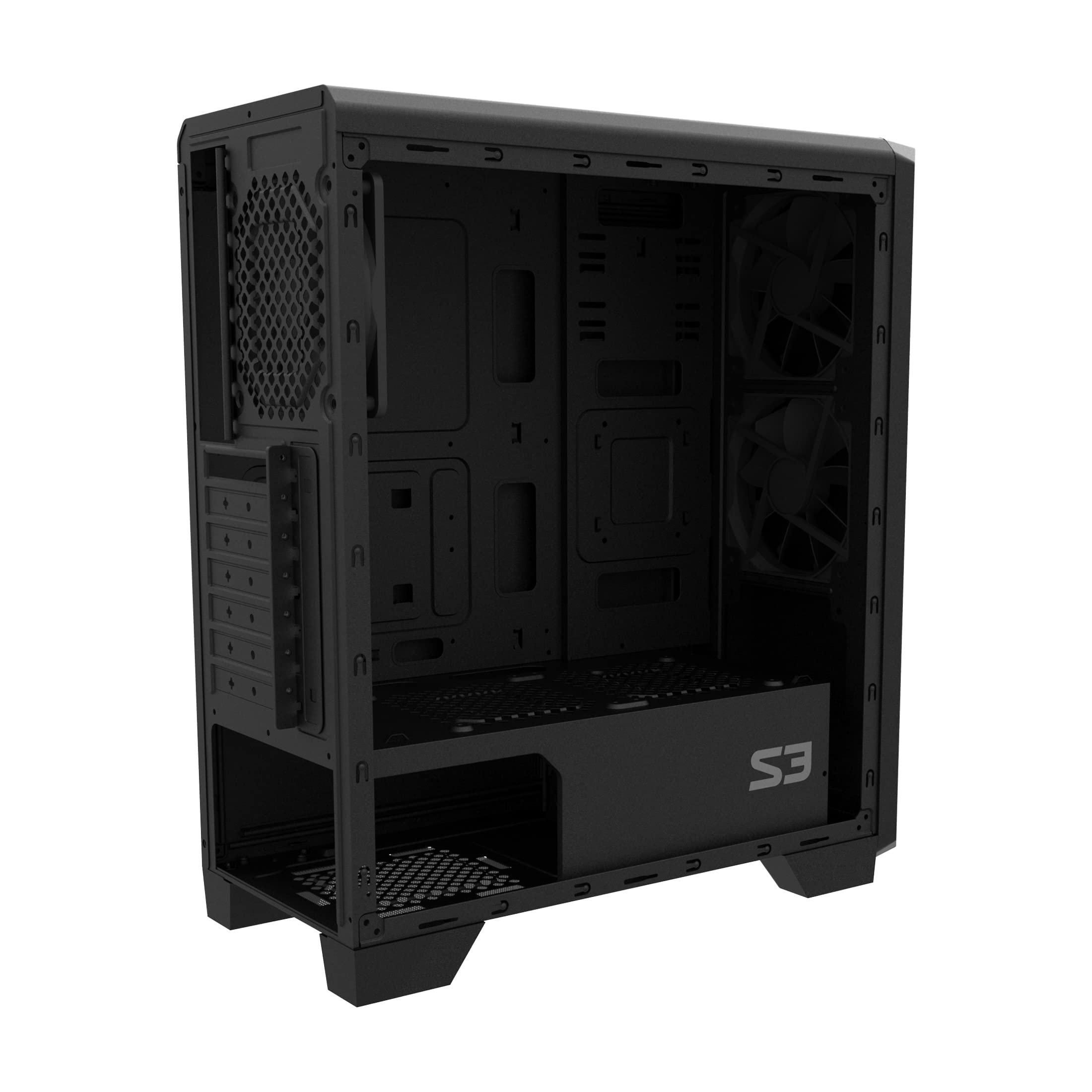 Zalman S3 ATX Mid Tower Computer PC Case, Gaming Workstation MATX ITX Case, 3X Preinstalled 120mm Fans, Full Acrylic Side Panel & Front Side Air Holes (Acrylic - 3 Fan)