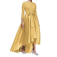 High Low Mother of The Bride Dresses Lace Evening Formal Dress 3/4 Sleeve Plus Size for Wedding Guest Groom Dresses
