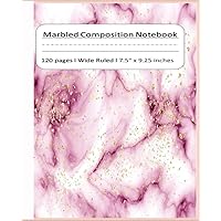 Marbled Composition Notebook pink Marble Wide Ruled Paper Subject Book: 120 pages journal 7.5 * 9.25 , girls , kids , women , men ,school , students and teachers , (School Essentials)