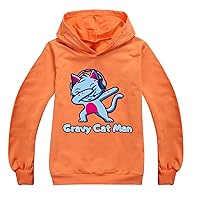 Teen Boys Girls Casual Graphic Long Sleeve Hooded Pullover Gravy-Cat-Man Sweatshirts Comfy Loose Fit Hoodies