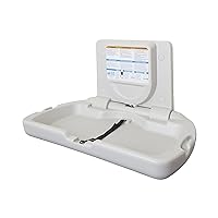 ECR4Kids Horizontal Changing Station with Slim Back, Commercial Bathroom Wall-Mounted Diaper Changing Table, Space-Saving Fold Down Baby Changer with Safety Straps and Bag Hooks - White Granite
