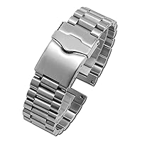 Men's Watchbands 20 22mm Stainless Steel Strap, Silver Wrist Strap, with Folding Clasp, Replaceable Metal Strap, for Men's Watch Accessories (Band Color : Silver, Band Width : 20mm)