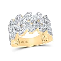 The Diamond Deal 10kt Yellow Gold Mens Baguette Diamond Link Band Ring 1 Cttw