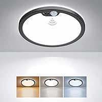 BLNAN Motion Sensor Ceiling Light Wired, 8.7 Inch 3000K 4000K 5000K Selectable Motion Activated LED Flush Mount Light Fixture with Timer for Walk-in Closet Laundry Hallway Stair, Black Frame