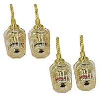4Pack pin to Banana Female Screw-Type Connector Deadbolt Flex Pin Banana Adapter Plug to 4mm Female Bananas Jack Center Surround Wire for Spring Loaded Speaker Terminals Inputs