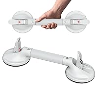 DAILYLIFE Suction Cup Grab Bar for Bathroom, Tool Free Shower Handle, Portable Grab Handle for Bathtub, Safety Rail for Handicap Elderly Senior, Quick (Dis)Assemble, Heavy Duty (253 LB), 17 inch White