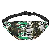 Happy Camper Green Adjustable Belt Hip Bum Bag Fashion Water Resistant Hiking Waist Bag for Traveling Casual Running Hiking Cycling