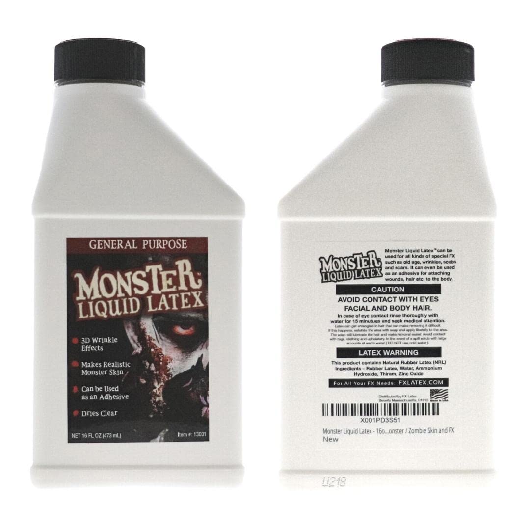 Monster Liquid Latex - Dries CLEAR - Creates Zombie Skin and FX