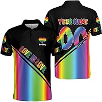 Personalized Name LGBT Men & Women Polo Shirt S-5XL, LGBT Polo Shirt Mens, LGBT Shirts for Women (Style 4, Bird-Eye Pique) Multi