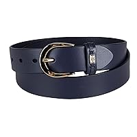 Tommy Hilfiger Women's TH Ornament Logo Casual Leather Belt for Jeans, Trousers and Dresses