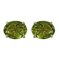 Stunning Peridot Natural Gemstone Oval Shape Stud Engagement Earrings 925 Sterling Silver Jewelry | Yellow Gold Plated