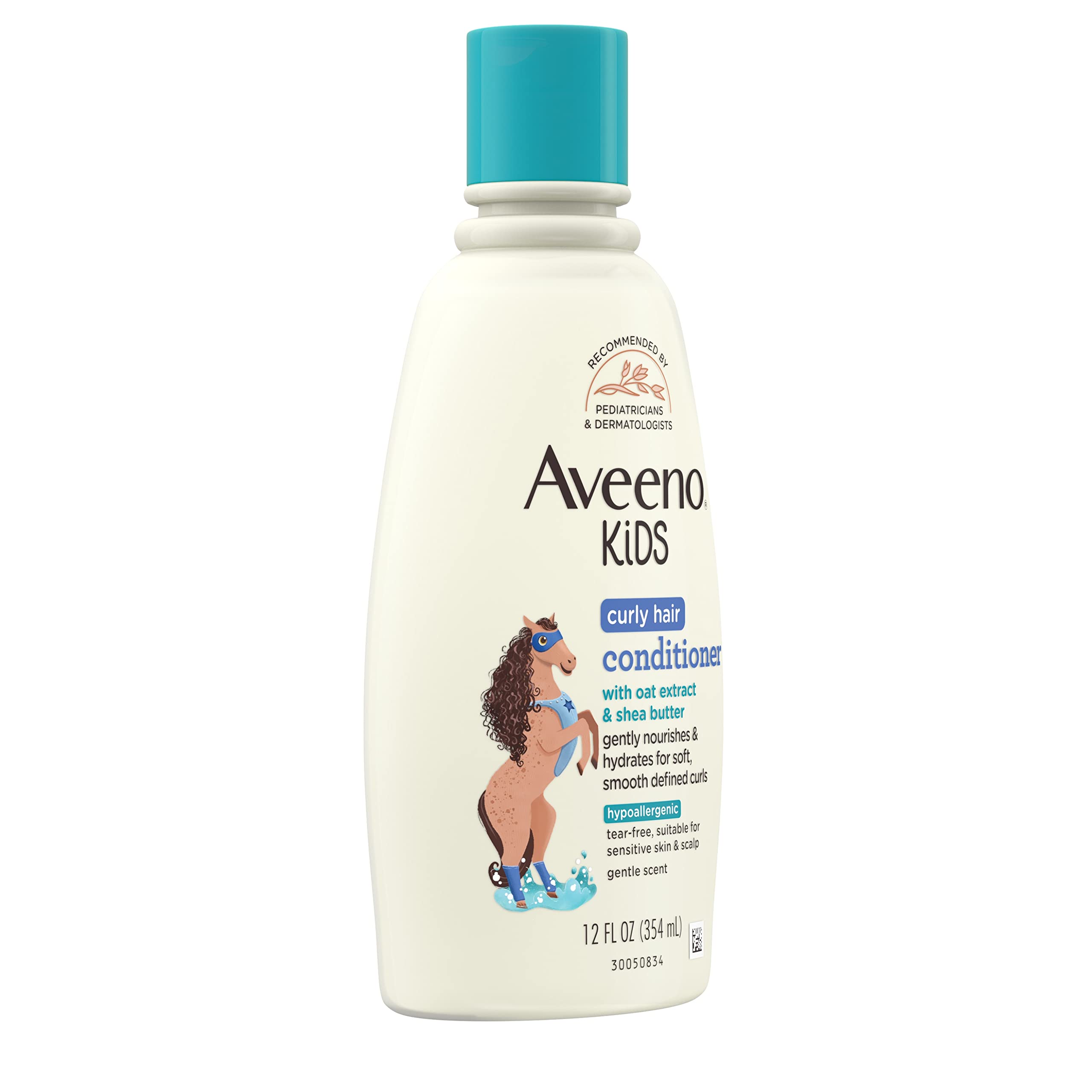 Aveeno Kids Curly Hair Conditioner, Hydrating Conditioner, Kids Curly Hair Products, Oat Extract & Shea Butter, Gentle Scent, 12 fl. oz (Pack of 1)