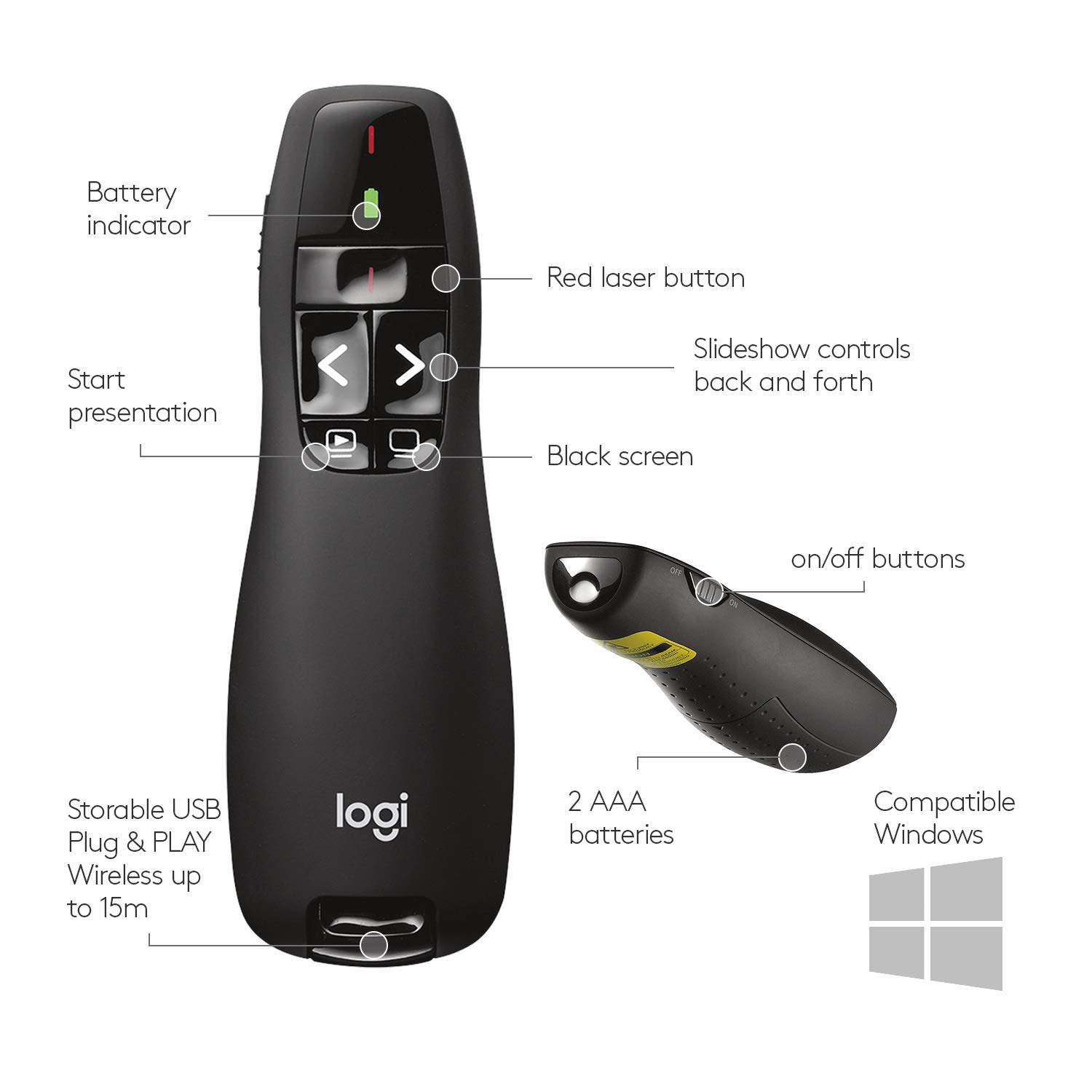 logitech laser presentation remote r400