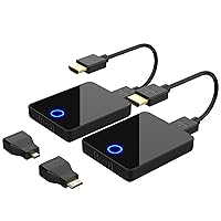 Wireless HDMI Transmitter and Receiver, Wireless HDMI Extender Kit, 1080P Full HD, 2.4/5G WiFi, Plug & Play, 1TX to 4RXs, 98Ft Range Streaming Video for PC/PS4/Laptop to TV/Projector/Monitor