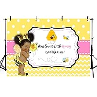 MEHOFOTO 7x5ft Sweet Little Honey Bee Girl Baby Shower Party Decorations Backdrop Yellow Polka Dots Wave Bee-Day Pink Princess Photography Background Photo Banner