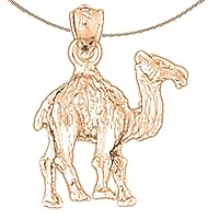 3-D Camel Necklace | 14K Rose Gold 3D Camel Pendant with 18