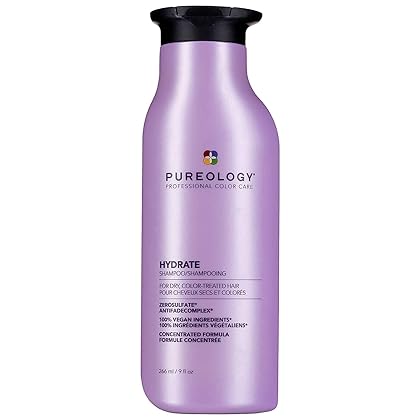 Pureology Hydrate Moisturizing Shampoo | Softens and Deeply Hydrates Dry Hair | For Medium to Thick Color Treated Hair | Sulfate-Free | Vegan