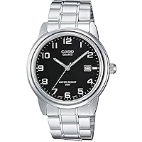 Casio MTP-1221A-1AVEG Men's Analogue Quartz Watch with Stainless Steel Strap, black, Sporty