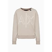 A｜X ARMANI EXCHANGE Women's Ax Outline Logo Print Crew Neck Sweatshirt