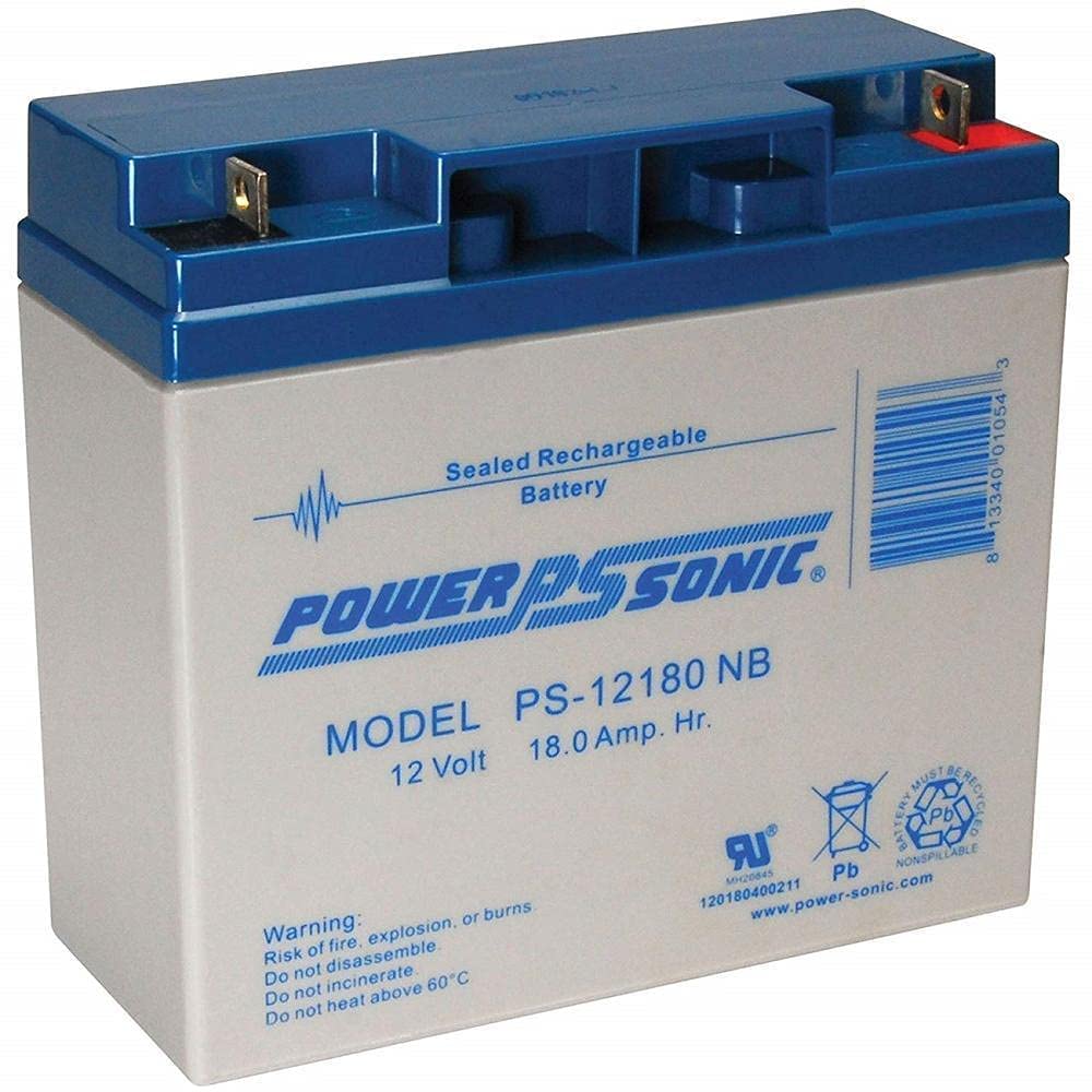 Power-Sonic Genuine PS-12180NB 12V 18 Ah Rechargeable SLA Battery