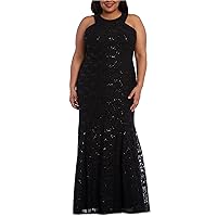 Morgan & Co. Womens Glitter Gown Prom Dress, Black, 16W
