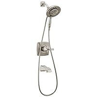 Delta Faucet Vesna 14 Series Single-Handle Shower Trim Kit with 5-Spray H2Okinetic In2ition Dual Hand Held Shower Head with Hose, SpotShield Brushed Nickel 144789-SP-I (Valve Included)