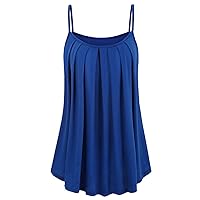 Tank Top for Women Plus Size Summer Tanks Spaghetti Strap Camisole Scoop Neck Loose Sleeveless Flowy Pleated Tunics