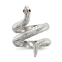 925 Sterling Silver Crystal Snake Ring Jewelry for Women - Ring Size Options: 6 7 8