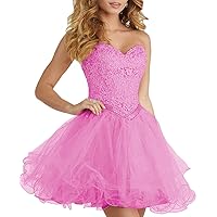 Puffy Tulle Homecoming Dresses Strapless Sequins Short Prom Gown A-line Sweetheart Party Dress for Teens Organza