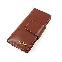 Business Style Men's Genuine Spainsh cow Leather Wallet Organizer with 24 Card Slots-WINE RED