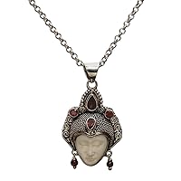 NOVICA Artisan Handmade Garnet Pendant Necklace .925 Sterling Silver Bone Red Indonesia Birthstone 'Queen of Sumatra'