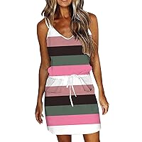 Dresses for Women Going Out Sleeveless Bohemian Cocktail Dresses Dressy Flattering Ruched Retro Sundress Partywear