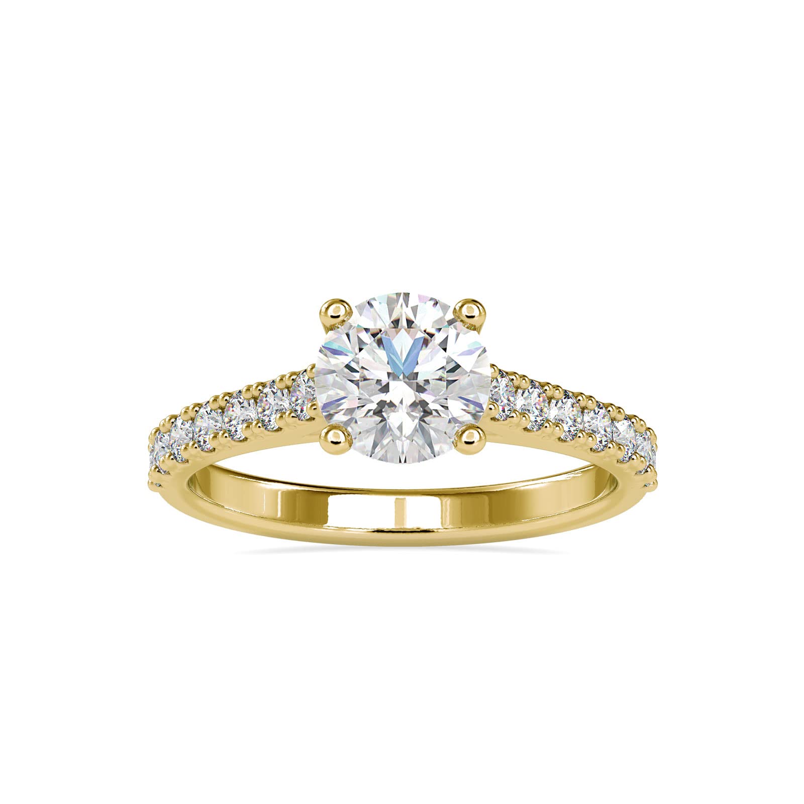 MRENITE 10K 14K 18K Gold IGI Certified 1 Carat Lab Grown Diamond Engagement Ring for Women Classic 4 Prong Round Cut Diamond Ring (G-H Color VS1-VS2 Clarity 1 Ct Center)