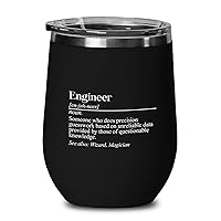 Engineer Black Edition Wine Tumbler 12oz - Engineer Someone Who Does Precision - Planner Inventor Builder Architect Tech Developer