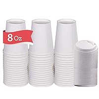 8 oz Coffee Cups With Lids Disposable Paper Coffee Hot Cups (100 Cup & 100 Lids)