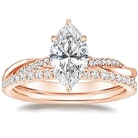 14K Rose Gold 2 Carat Marquise Solitaire CERTIFIED Diamond Engagement Ring
