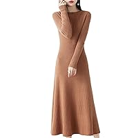 Wool Knitted Dress for Women Winter/Autumn Oneck Female Dresses Long Style Jumpers