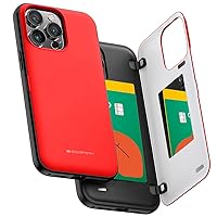 GOOSPERY Magnetic Door Bumper Compatible with iPhone 14 Pro Max Case, Card Holder Wallet Easy Magnet Auto Closing Protective Dual Layer Sturdy Phone Back Cover - Red