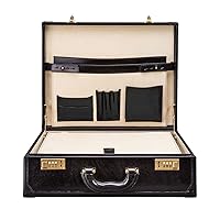Maxwell Scott - Personalized Luxury Leather Large Square Box Attaché Briefcase for Men with Combination Lock - The Buroni