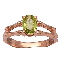 Split Shank 925 Sterling Silver 1.00 Ctw Peridot Women Rose Gold Plating Ring