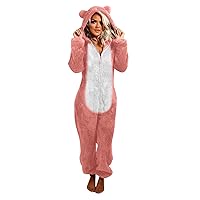 Unisex One-Piece Onesie Pajamas Christmas Cosplay Costumes Animal Sleepwear Cat Ears Furry Plus Size Couples Homewear