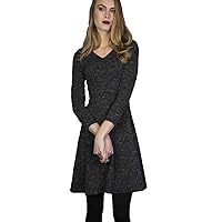 Womens Knee Length Fitted V-Neck Dress, Flared Style NGFW1640